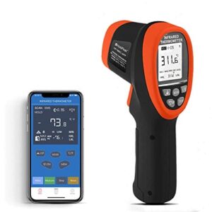 HOLDPEAK Termometr na podczerwień HP-985C-APP - Bezdotykowy pistolet temperatury na podczerwień z Bluetooth -58 do 1472 ℉(-50 do 800 °C) DS 16:1 z regulowaną emisyjnością