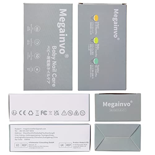 Pilnik do paznokci dla niemowląt Megainvo elektryczny trymer do paznokci zestaw do manicure obcinacz do paznokci światło LED szept cicha konstrukcja bezpieczna dla noworodka malucha dzieci zestaw do pielęgnacji palców i paznokci 10 głowic szlifierskich niebieski - obrazek 2