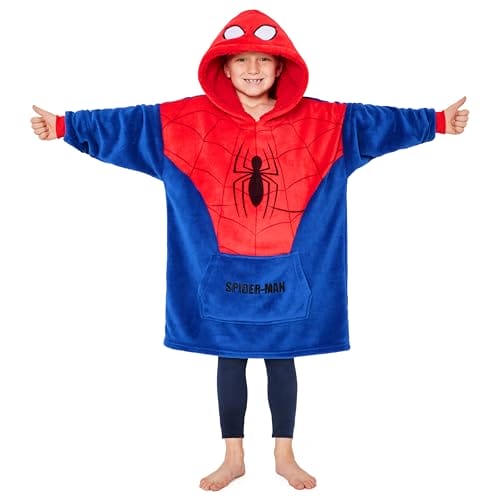 Bluza Polarowa Marvel Spiderman dla Chłopców i Nastolatków – Przytulny Koc z Kapturem w Jednym Rozmiarze – Prezenty Spiderman dla Chłopców - Oficjalny Marvel Fanartikel