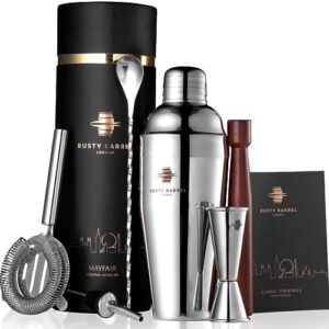 Zestaw Barmański Rusty Barrel Mayfair | Profesjonalny Zestaw Barowy do Koktajli z Szejkerem i Akcesoriami Barmańskimi | Prezent w Eleganckim Opakowaniu
