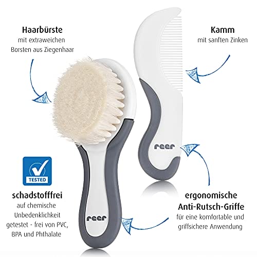 reer 81070 BabyCare zestaw do pielęgnacji włosów 2-częściowy szczotka z koziego włosia i grzebień - obrazek 4