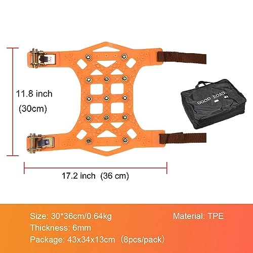 Blueshyhall - Uniwersalne łańcuchy śniegowe 8 sztuk, kompozytowy materiał, łatwy montaż, szerokość opon 165-255mm - obrazek 7