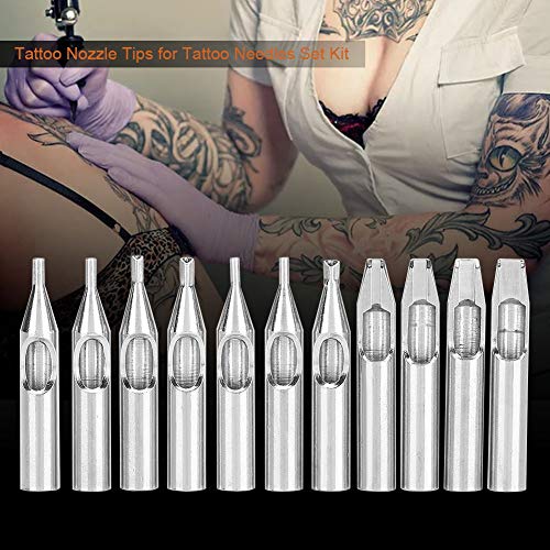 Tattoo Zubehörteil 11 Stück/Kit, Tattoo Einweg Set Tätowierungs Düsen Spitzen Edelstahl Zubehörteil Maschinengewehr Rohr Griff Kasten Satz von entkeimte Zubehörteil 3 5 7 RT FT 3D 5D 8D - obrazek 8
