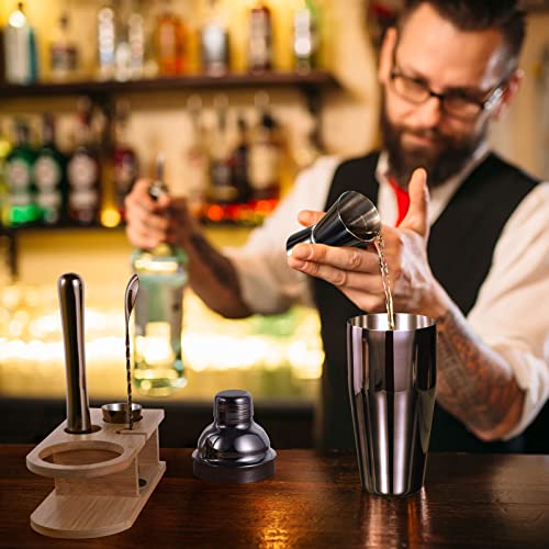 5-częściowy zestaw barmanów ze stali nierdzewnej 750 ml - profesjonalny zestaw do miksowania brodini z książeczką z przepisami na koktajle (szary) - obrazek 2