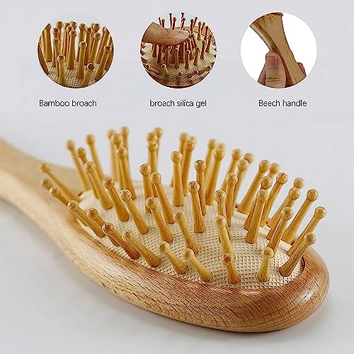 Brushy zestaw 4 drewnianych szczoteczek do włosów i grzebieni dla dzieci szczotka z naturalnym włosiem drewniana szczotka z włosiem 1 zestaw - obrazek 4