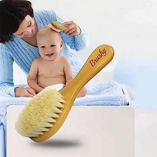 Brushy zestaw 4 drewnianych szczoteczek do włosów i grzebieni dla dzieci szczotka z naturalnym włosiem drewniana szczotka z włosiem 1 zestaw - obrazek 9