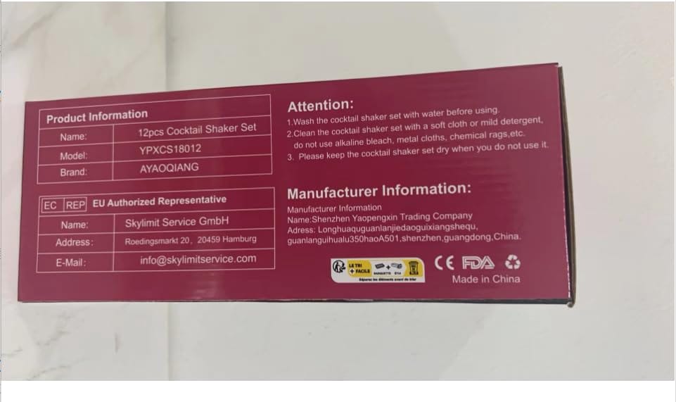 AYAOQIANG Zestaw barmański COOLGUY z podstawką – DE-001, 12 elementów, stal nierdzewna, idealny prezent - obrazek 6