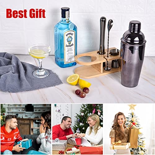 5-częściowy zestaw barmanów ze stali nierdzewnej 750 ml - profesjonalny zestaw do miksowania brodini z książeczką z przepisami na koktajle (szary) - obrazek 3