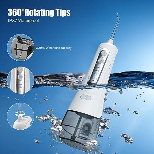 Bezprzewodowy irygator do jamy ustnej 4 tryby czyszczenia 4 końcówki jet wodoszczelność IPX7 i ładowanie przez USB elektryczne urządzenie do czyszczenia zębów w podróży i Homful dla ortopedów do - obrazek 6