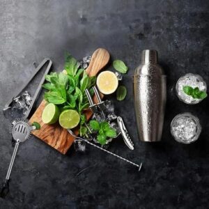 Avilia Zestaw Barman 6 sztuk: zestaw koktajli ze stojakiem – mieszadło zacisk bejca dzbanek łyżka