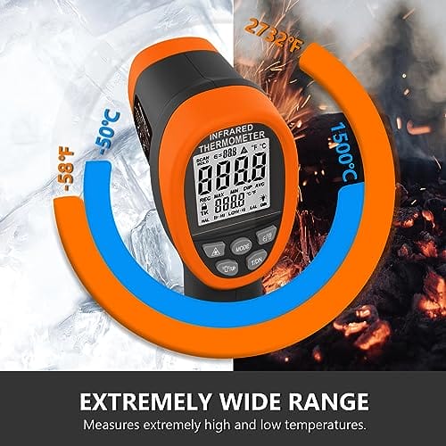 Laserowy termometr podczerwieni 2732 High Temperature Gun -50~1500℃(-58~2732°F) z podwójnym laserem, błyskawicznym podświetleniem LCD i alarmem - idealny do przemysłu elektrycznego i motoryzacyjnego - obrazek 7