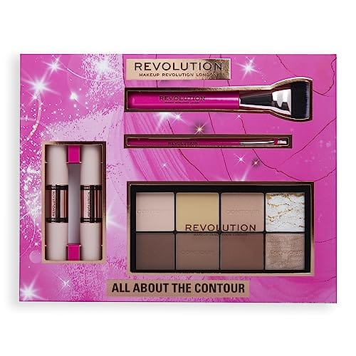 Makeup Revolution Revolution All About The Contour - zestaw upominkowy pałeczki konturowe, pędzle do konturowania i paleta konturowa