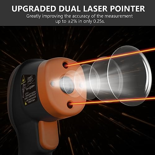 Laserowy termometr podczerwieni 2732 High Temperature Gun -50~1500℃(-58~2732°F) z podwójnym laserem, błyskawicznym podświetleniem LCD i alarmem - idealny do przemysłu elektrycznego i motoryzacyjnego - obrazek 8