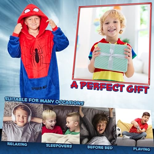 Bluza Polarowa Marvel Spiderman dla Chłopców i Nastolatków – Przytulny Koc z Kapturem w Jednym Rozmiarze – Prezenty Spiderman dla Chłopców - Oficjalny Marvel Fanartikel - obrazek 5