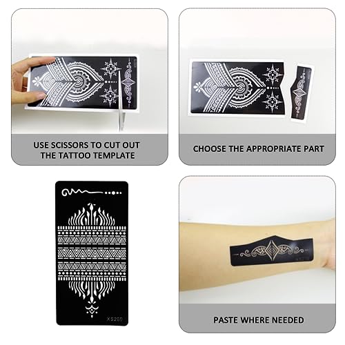 12 Stück Tattoo-Schablonen, Temporäres Tattoo-Schablonen-Set, Tattoo-Schablonen-Set Für Frauen, Body-Art-Tattoo-Schablonenaufkleber, Hand-Tattoo-Aufkleber Für Frauen, Fingerkörper - obrazek 5