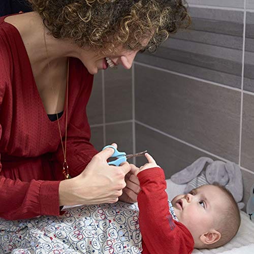 Badabulle Mój 1 zestaw do manicure kosmetyczka do pielęgnacji paznokci dla niemowląt z okrągłymi nożyczkami obcinaczem do paznokci pilnik do paznokci szczypce higieniczne i jego okładką - obrazek 7