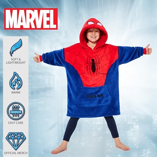 Bluza Polarowa Marvel Spiderman dla Chłopców i Nastolatków – Przytulny Koc z Kapturem w Jednym Rozmiarze – Prezenty Spiderman dla Chłopców - Oficjalny Marvel Fanartikel - obrazek 3
