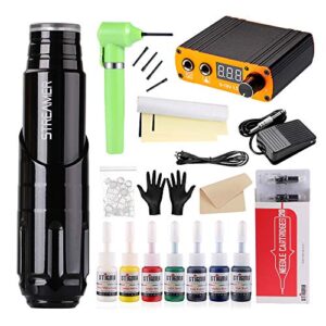 Stigma Professionelles komplettes Tattoo Pen set, Rotary Tattoo Maschine Pen Kit, Motor Tattoo Maschine mit Nadeln EK130-1
