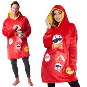 Pringles Hoodie Blanket dla dorosłych i nastolatków - ciepły, oversize koc z kapturem w kolorze czerwonym