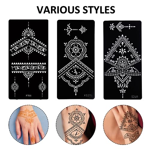 12 Stück Tattoo-Schablonen, Temporäres Tattoo-Schablonen-Set, Tattoo-Schablonen-Set Für Frauen, Body-Art-Tattoo-Schablonenaufkleber, Hand-Tattoo-Aufkleber Für Frauen, Fingerkörper - obrazek 3