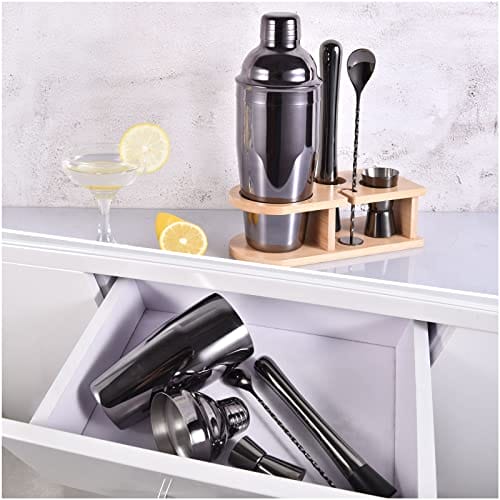 5-częściowy zestaw barmanów ze stali nierdzewnej 750 ml - profesjonalny zestaw do miksowania brodini z książeczką z przepisami na koktajle (szary) - obrazek 6