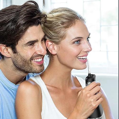 Bezprzewodowy irygator do jamy ustnej 4 tryby czyszczenia 4 końcówki jet wodoszczelność IPX7 i ładowanie przez USB elektryczne urządzenie do czyszczenia zębów w podróży i Homful dla ortopedów do - obrazek 2