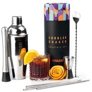 Boston Shaker Set Cocktail Kit Full Bar Mixer Sets for Professional Bartender Stainless Steel Drink Shakers Weighted Tin with Strainer Jigger Spoon Muddler Straws Cocktails Lovers Gifts Women Men