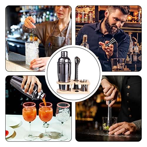 5-częściowy zestaw barmanów ze stali nierdzewnej 750 ml - profesjonalny zestaw do miksowania brodini z książeczką z przepisami na koktajle (szary) - obrazek 4