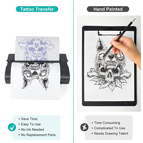 LifeBasis Professionelle Tattoo Transfer Maschine Schablonenmaschine Thermal Stencil Machine Thermodrucker Kopierer Printer mit 20 Blätter für Temporäre Tattoo Artist upgrade Version - obrazek 4