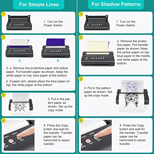 LifeBasis Professionelle Tattoo Transfer Maschine Schablonenmaschine Thermal Stencil Machine Thermodrucker Kopierer Printer mit 20 Blätter für Temporäre Tattoo Artist upgrade Version - obrazek 6