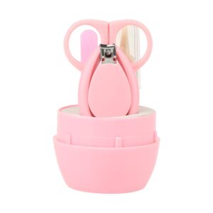 Gloglow Zestaw Do Manicure Dla Niemowląt 4 Sztuki Wygodny Codzienny Obcinacz Do Paznokci Dla Dzieci Nożyczki Bezpieczeństwa Zestaw Do Pielęgnacji Niemowląt (Różowy)