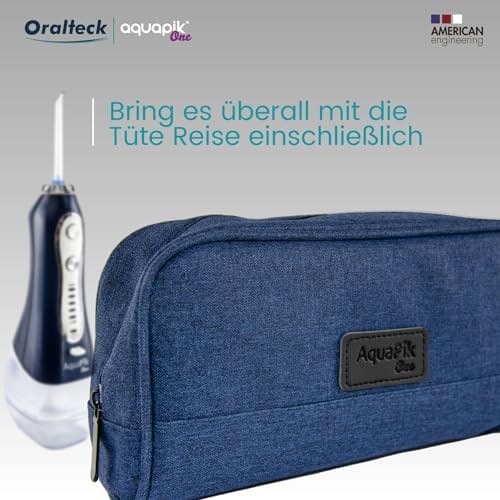 Aquapik One przenośny irygator stomatologiczny i nosowy. Zawiera 8 wielofunkcyjnych dysz. 5 trybów użytkowania. Pojemność 300 ml. Akumulator Zalecane dla całej rodziny (niebieski) - obrazek 4