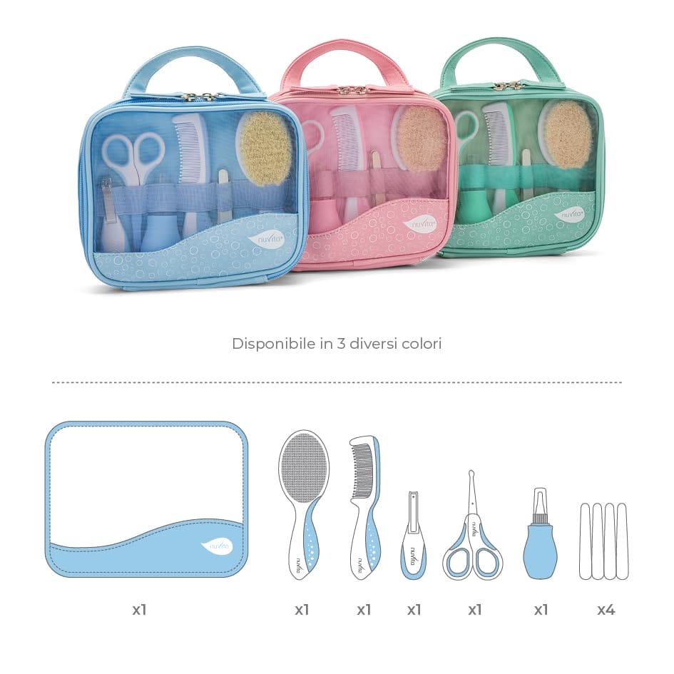 Nuvita 1146 | Kompletny zestaw do pielęgnacji dziecka | Trousse do kąpieli | Uroda dla niemowląt | Nożyczki do paznokci i włosów | Idealny do przedszkola i podróży bez BPA | English Rose - obrazek 2