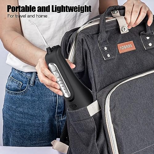 Bezprzewodowy irygator do jamy ustnej 4 tryby czyszczenia 4 końcówki jet wodoszczelność IPX7 i ładowanie przez USB elektryczne urządzenie do czyszczenia zębów w podróży i Homful dla ortopedów do - obrazek 3