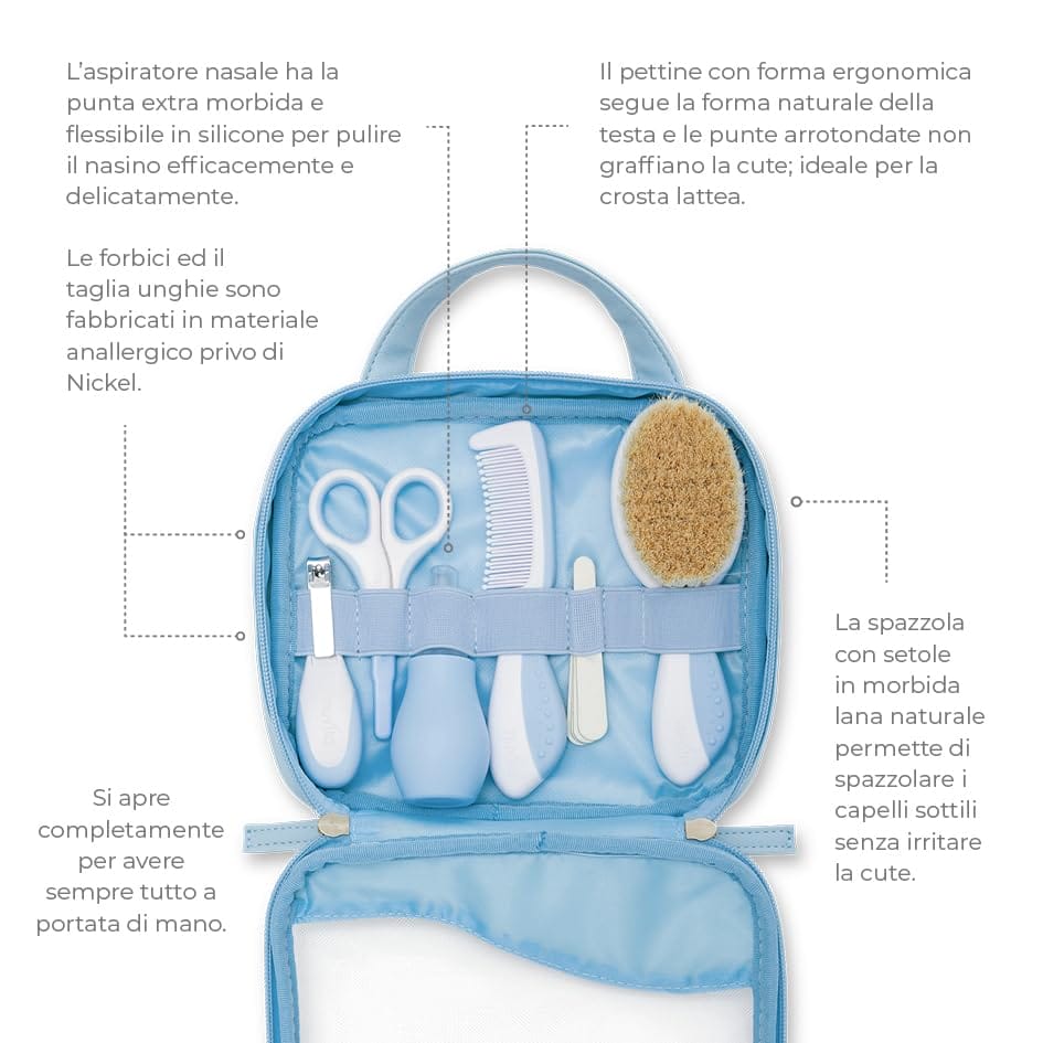 Nuvita 1146 | Kompletny zestaw do pielęgnacji dziecka | Trousse do kąpieli | Uroda dla niemowląt | Nożyczki do paznokci i włosów | Idealny do przedszkola i podróży bez BPA | English Rose - obrazek 3