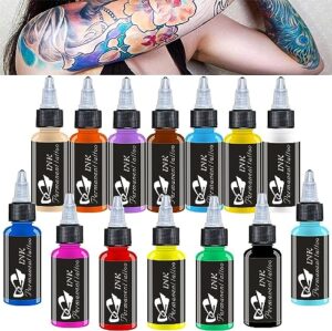 14 Farben Set Rot Tattoo Tinte Set Schwarz Blau Pigment Für Körperbemalung Permanent Tattoo Augenbrauen Make-up 1 Unze/Flasche Braue Tattoo Color Kit Professionelles Zubehör