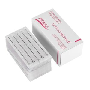 ATOMUS 100 Stücke Einweg Tattoo Nadeln gemischt 3RL 5RL 7RL 9RL 3RS 5RS 7RS 9RS 5M1 7M1 sterilisierte Edelstahl Nadeln Set für Liner und Shader Tattoo Zubehör