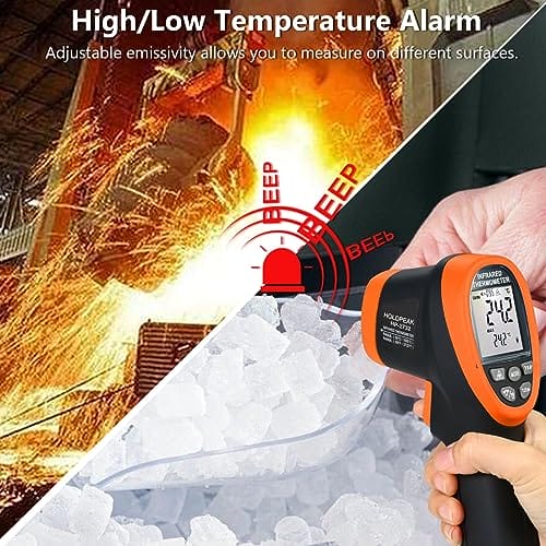 Laserowy termometr podczerwieni 2732 High Temperature Gun -50~1500℃(-58~2732°F) z podwójnym laserem, błyskawicznym podświetleniem LCD i alarmem - idealny do przemysłu elektrycznego i motoryzacyjnego - obrazek 5