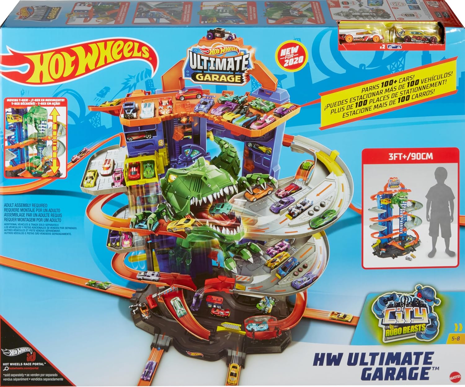 Zestaw Mattel Hot Wheels City GJL14 Mega Garaż Atak Dinozaura T-Rex - obrazek 2